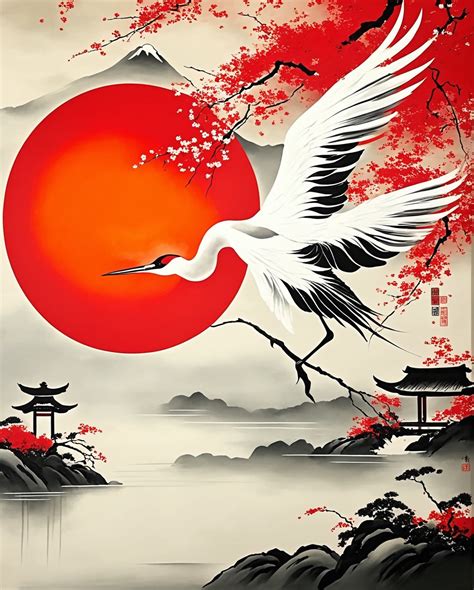 “Meandering Cranes A Symphony of Nature and Tranquility Captured on Silk